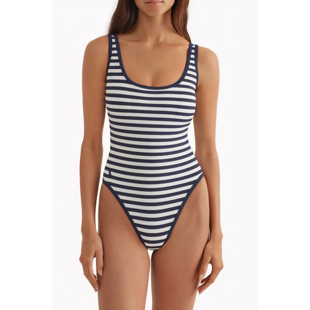 POLO RALPH LAUREN Pique Striped  One-Piece Swimsuit Size Small NWOT